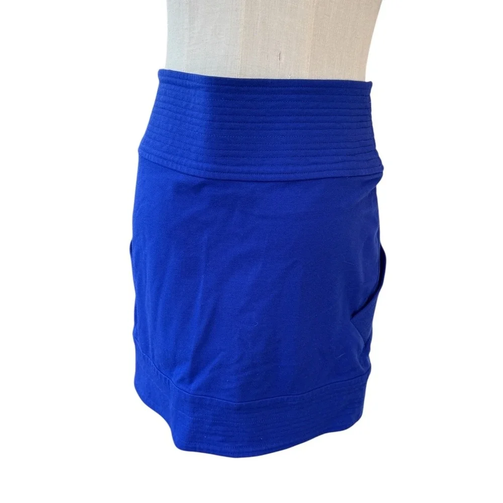 Diane von Furstenberg Royal Blue Quilted‎ Waist Mini Skirt Size 4 DVF Cobalt